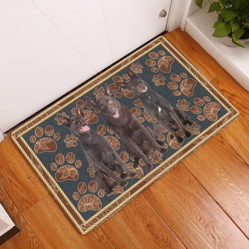 Australian Kelpie-Flower Paw Doormat