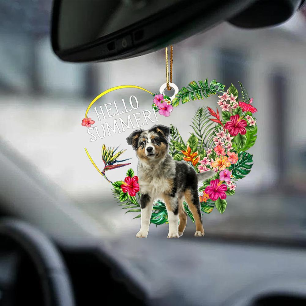 Australian Shepherd-Hello Summer-Two Sided Ornament