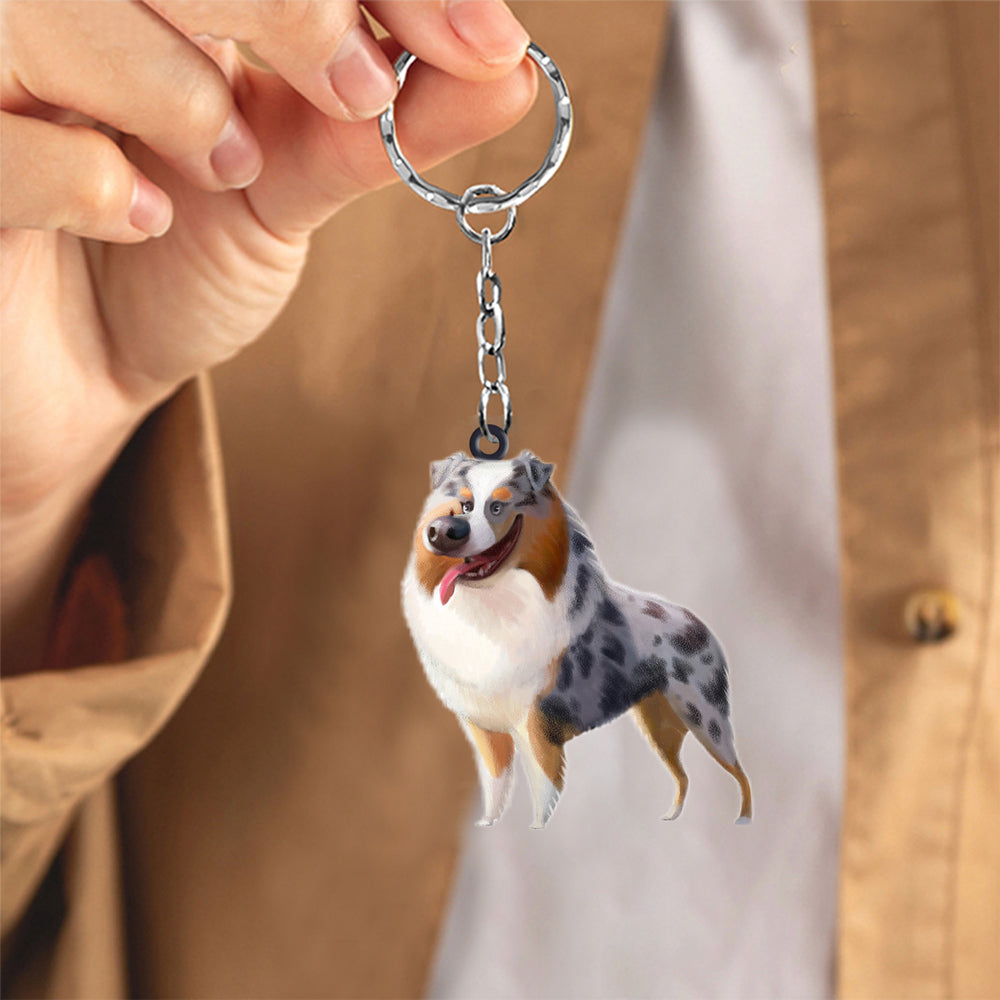 Australian Shepherd-Look at me flat Acrylic Keychain