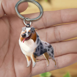 Australian Shepherd-Look at me flat Acrylic Keychain