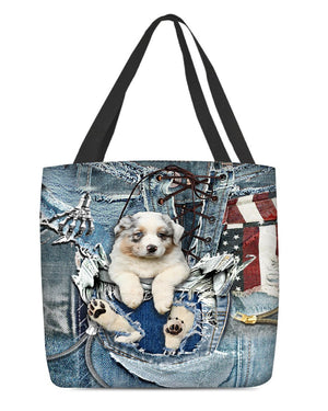 Australian Shepherd-Ripped Jeans-Cloth Tote Bag