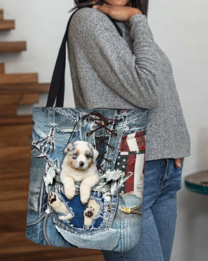 Australian Shepherd-Ripped Jeans-Cloth Tote Bag