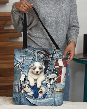 Australian Shepherd-Ripped Jeans-Cloth Tote Bag