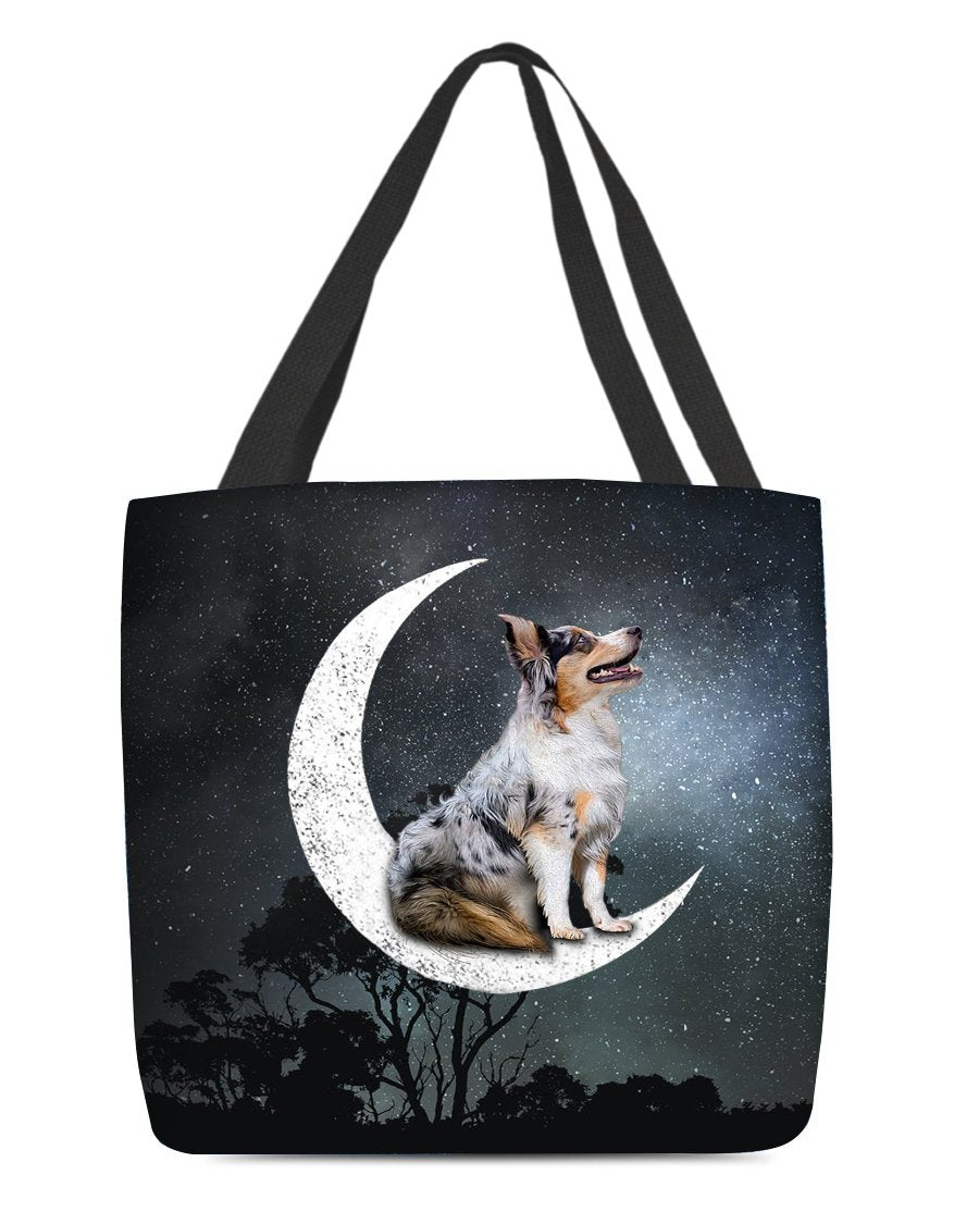 Australian Shepherd-Sit On The Moon-Cloth Tote Bag
