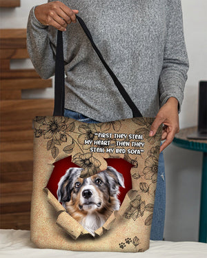 Australian Shepherd -Torn Cloth Tote Bag