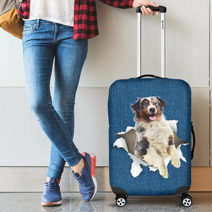 Australian Shepherd-Torn Paper Luggage Covers