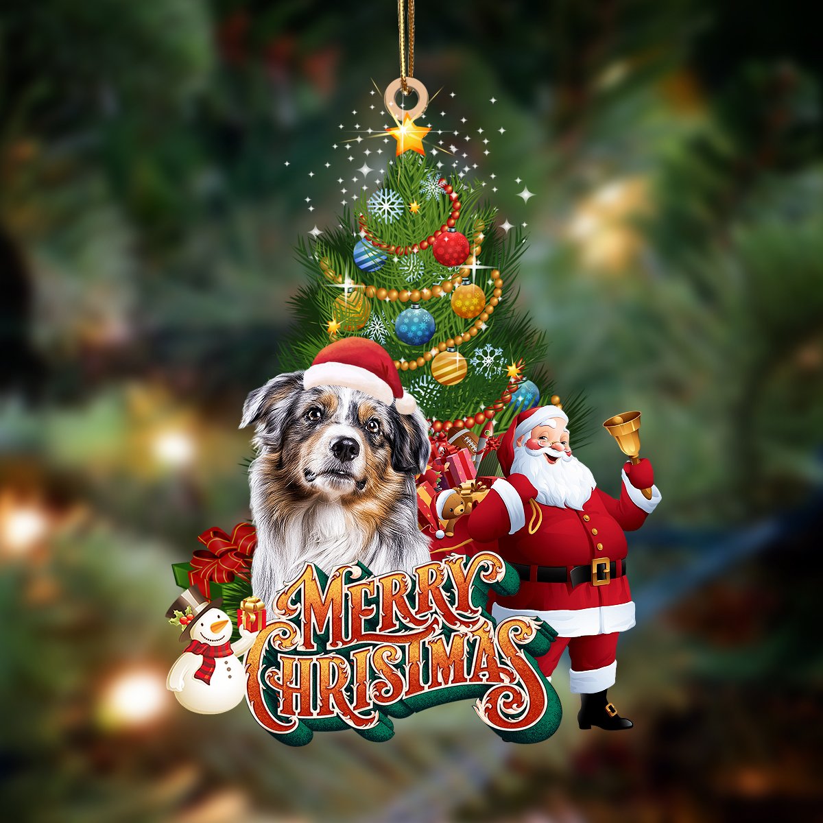 Australian Shepherd 2-Christmas Tree&Dog Hanging Ornament