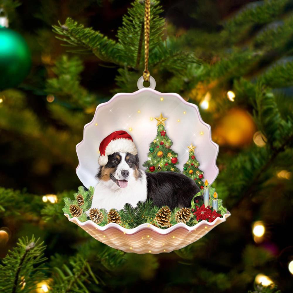 Australian Shepherd 2 Lie In Seashell Xmas-Two Sided Ornament