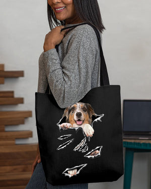 Cracks-Australian Shepherd-Cloth Tote Bag