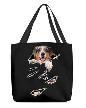 Cracks-Australian Shepherd-Cloth Tote Bag