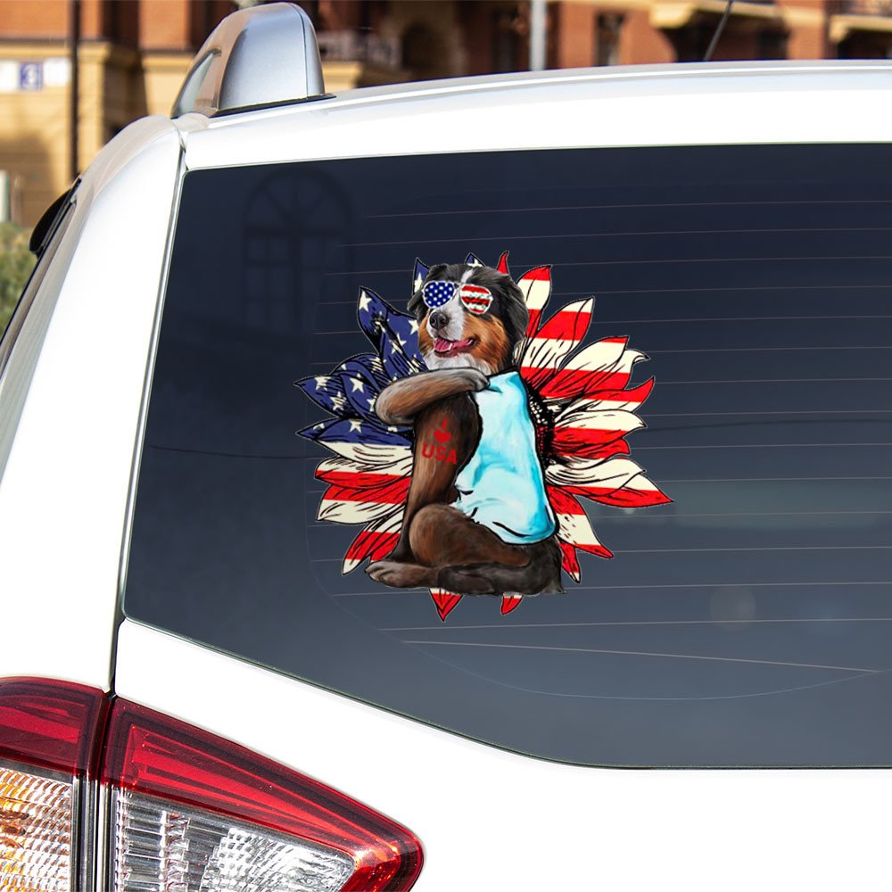 Australian Shepherd Happy Independence Day Car Sticker