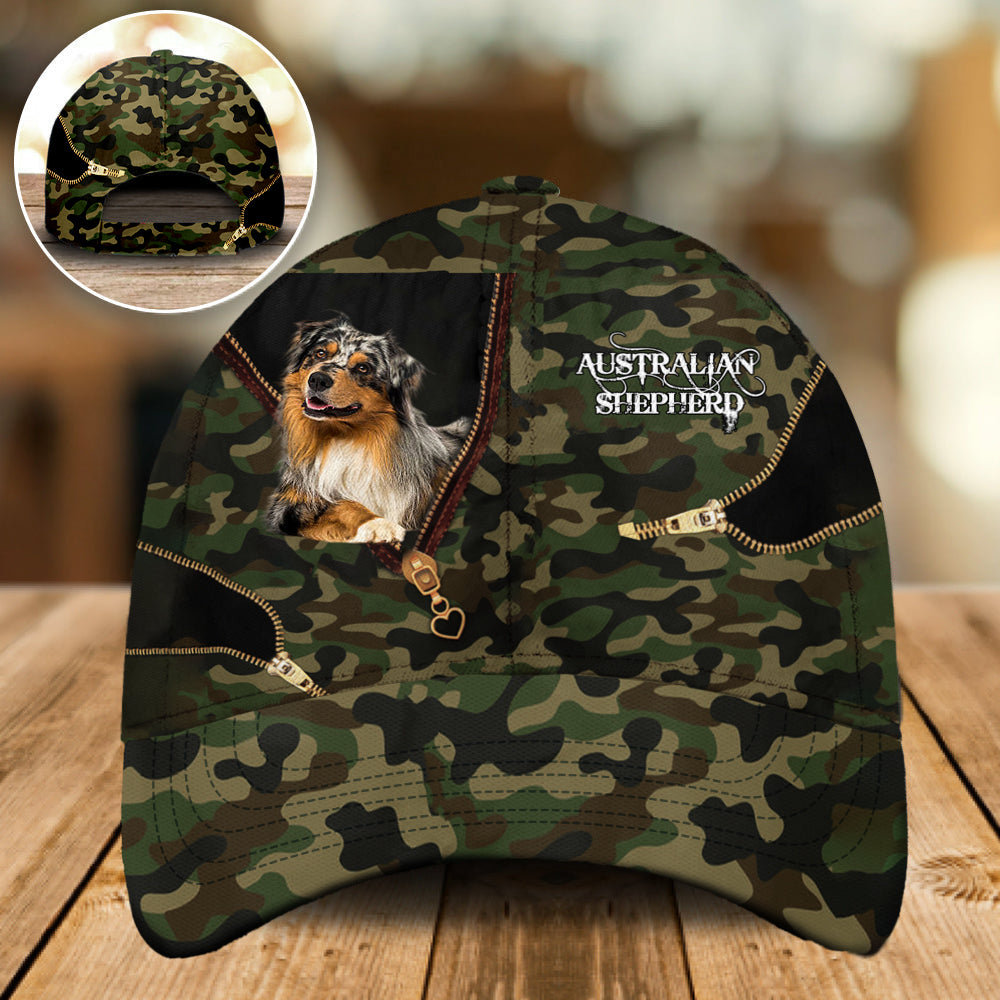 Australian Shepherd Blue Merle Camo Cap