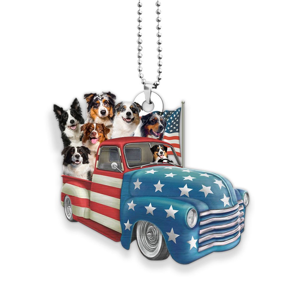 Australian Shepherd Happy Independence Day Two Sides Ornament