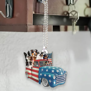 Australian Shepherd Happy Independence Day Two Sides Ornament