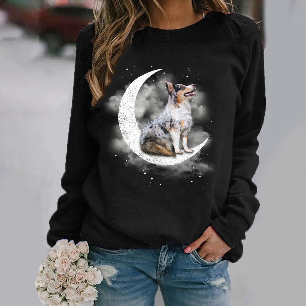 Australian Shepherd -Sit On The Moon- Premium Sweatshirt