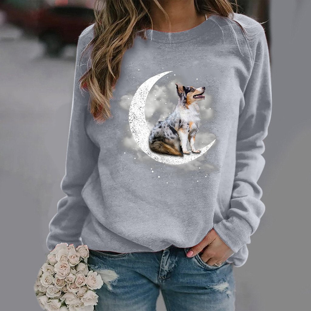 Australian Shepherd -Sit On The Moon- Premium Sweatshirt