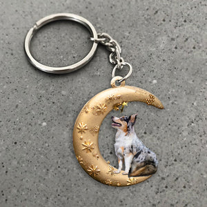 Australian Shepherd-Dog & Moon Flat Acrylic Keychain