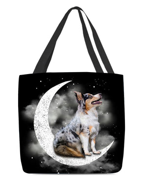 Australian Shepherd Sit On The Moon With Starts-Cloth Tote Bag