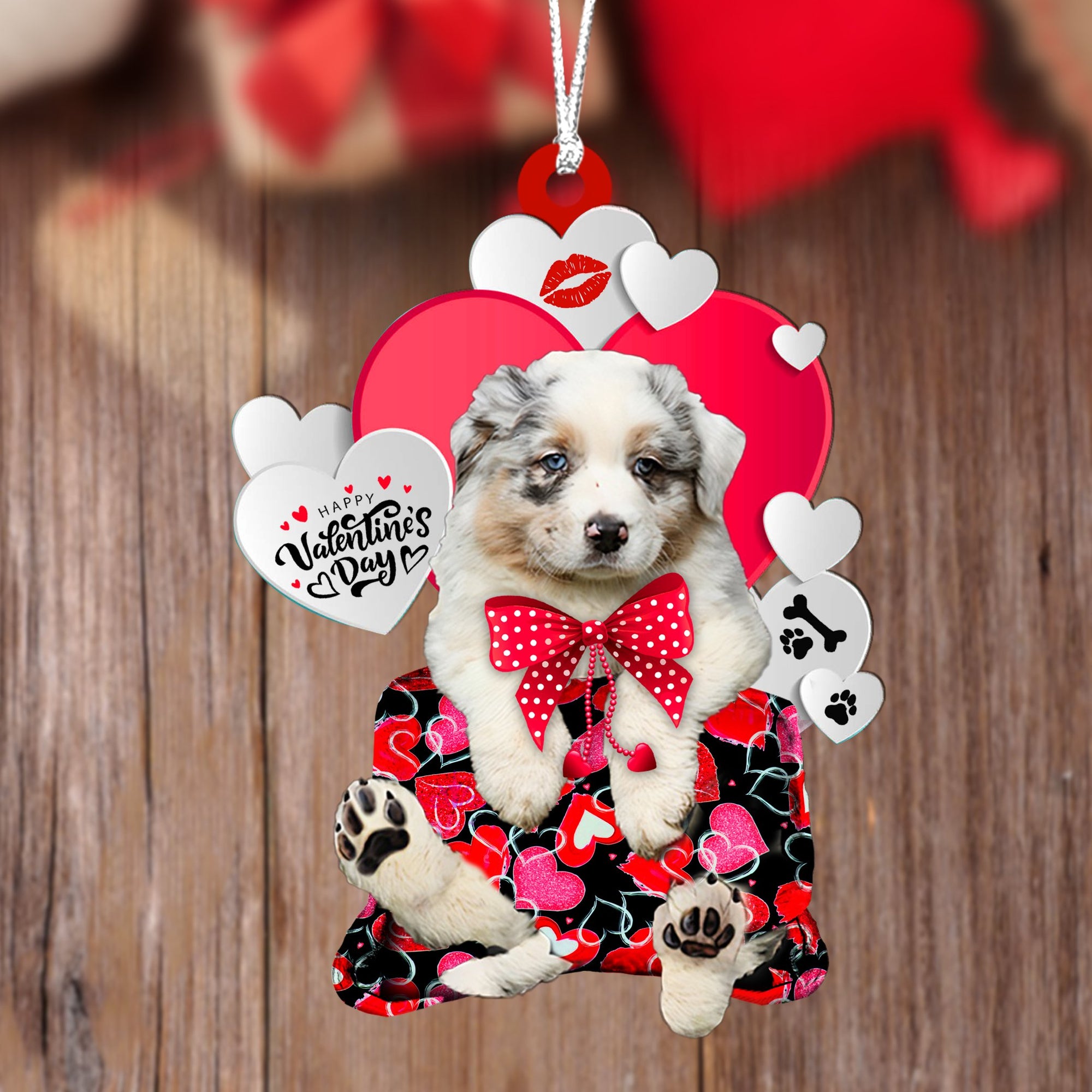 Australian Shepherd Valentine's Day Sleeping Bag-Two Sides Ornament