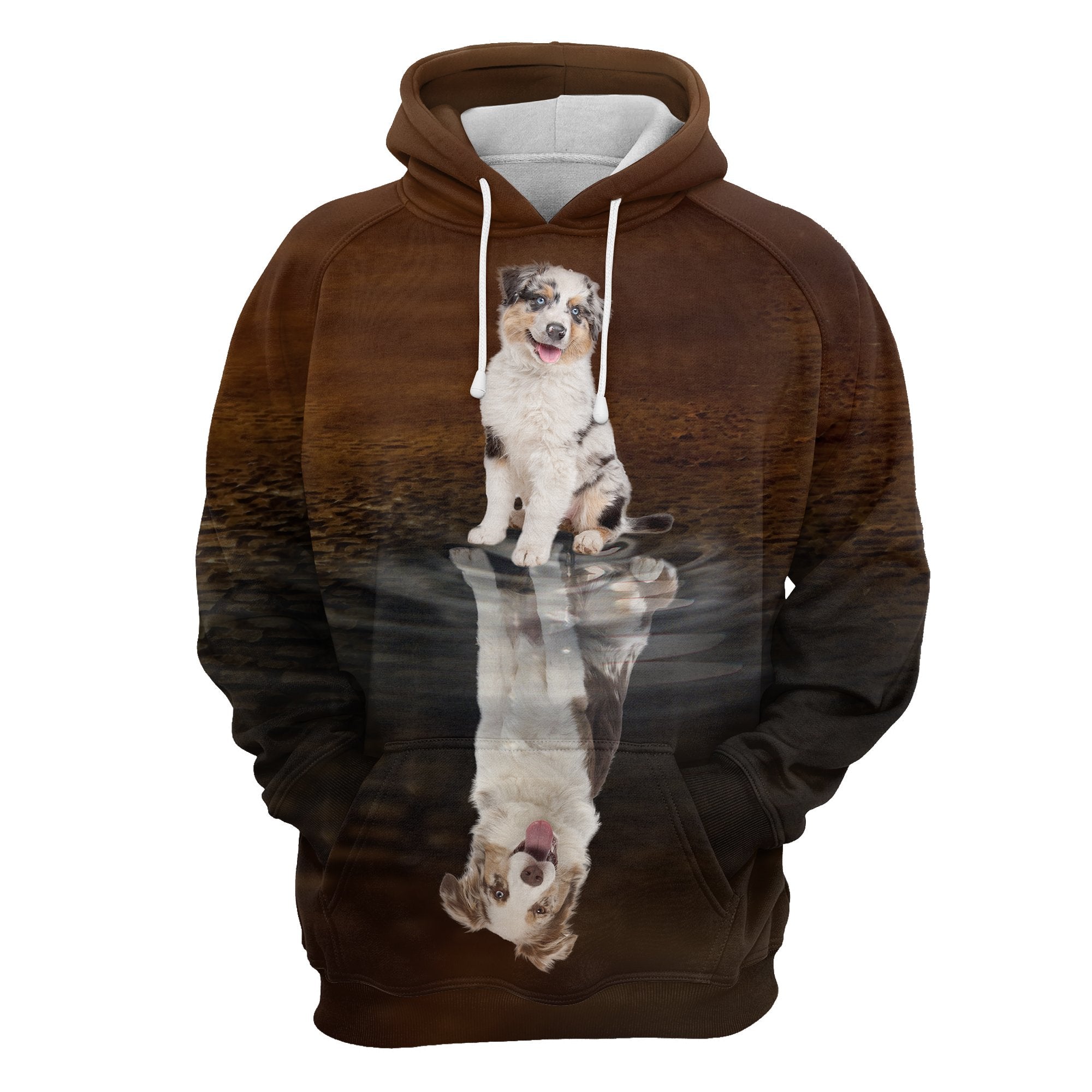 Cute Australian Shepherd Reflection All Over Hoodie