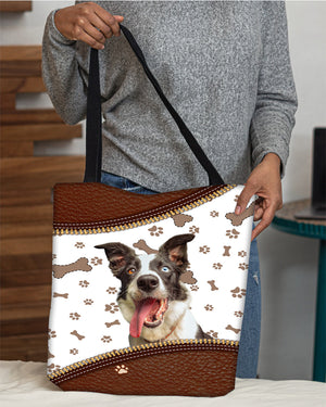 Australian shepherd-Zipper Texture-Cloth Tote Bag