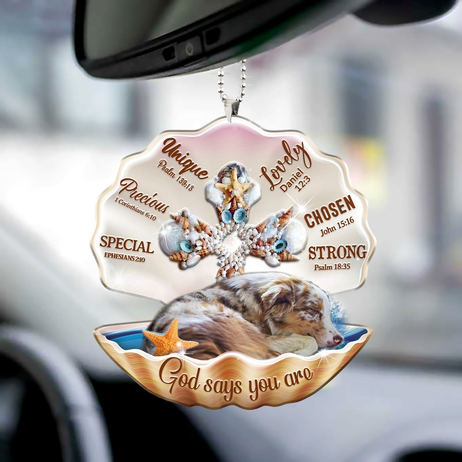 Australian shepherd-You Are Cross In Seashell-Two sides ornament