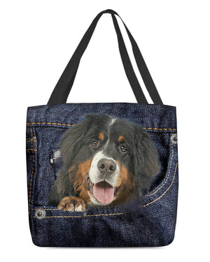 Bernese Mountain-Dark Denim-Cloth Tote Bag