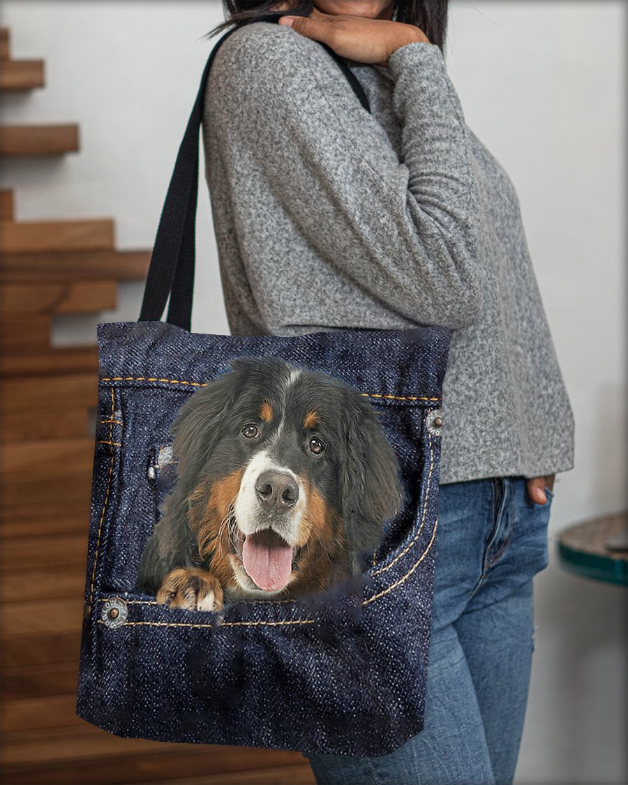 Bernese Mountain-Dark Denim-Cloth Tote Bag