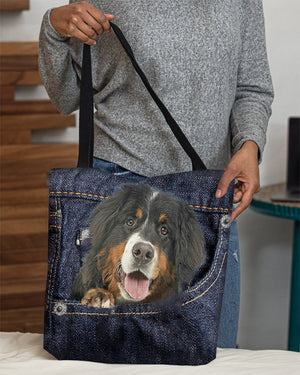 Bernese Mountain-Dark Denim-Cloth Tote Bag