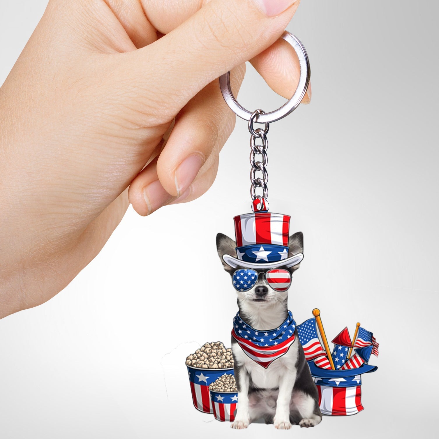 BLACK Chihuahua-July Stuff Flat Acrylic Keychain