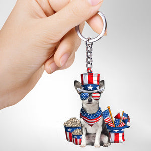 BLACK Chihuahua-July Stuff Flat Acrylic Keychain