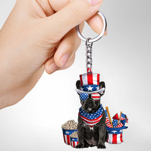 BLACK French Bulldog-July Stuff Flat Acrylic Keychain