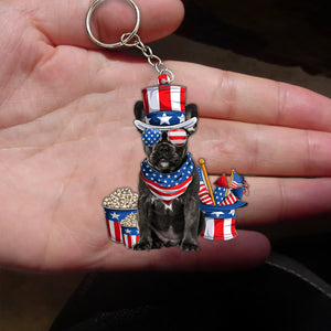 BLACK French Bulldog-July Stuff Flat Acrylic Keychain