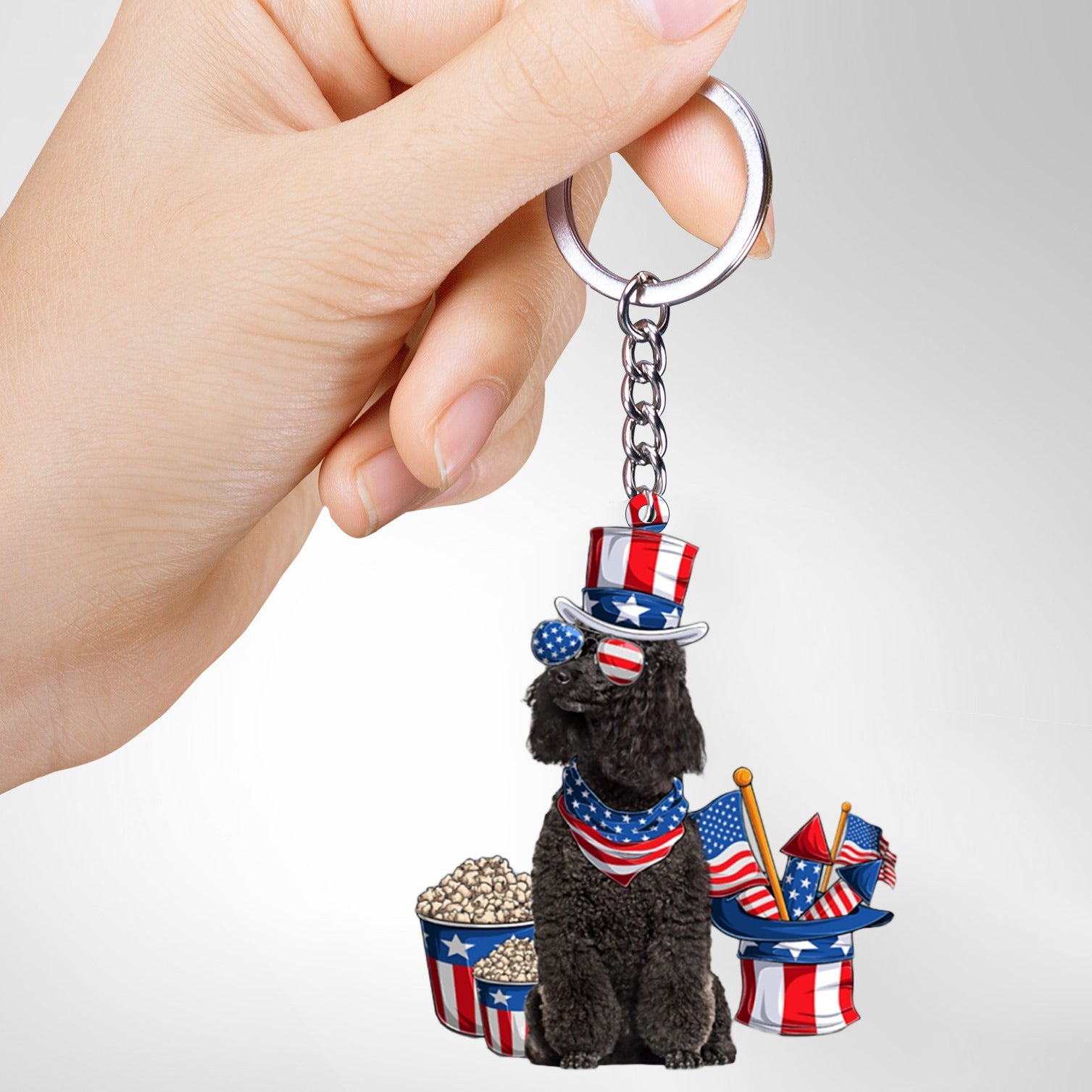 BLACK Miniature Poodle-July Stuff Flat Acrylic Keychain