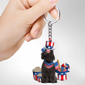 BLACK Miniature Poodle-July Stuff Flat Acrylic Keychain