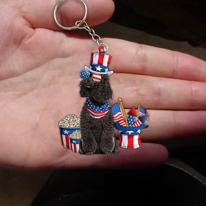 BLACK Miniature Poodle-July Stuff Flat Acrylic Keychain