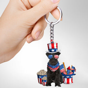 BLACK Miniature Schnauzer-July Stuff Flat Acrylic Keychain