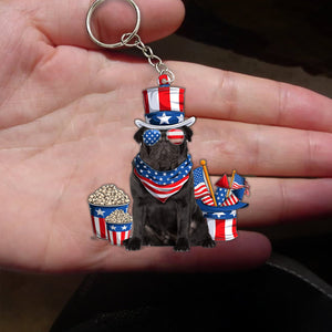 BLACK Pug 2-July Stuff Flat Acrylic Keychain