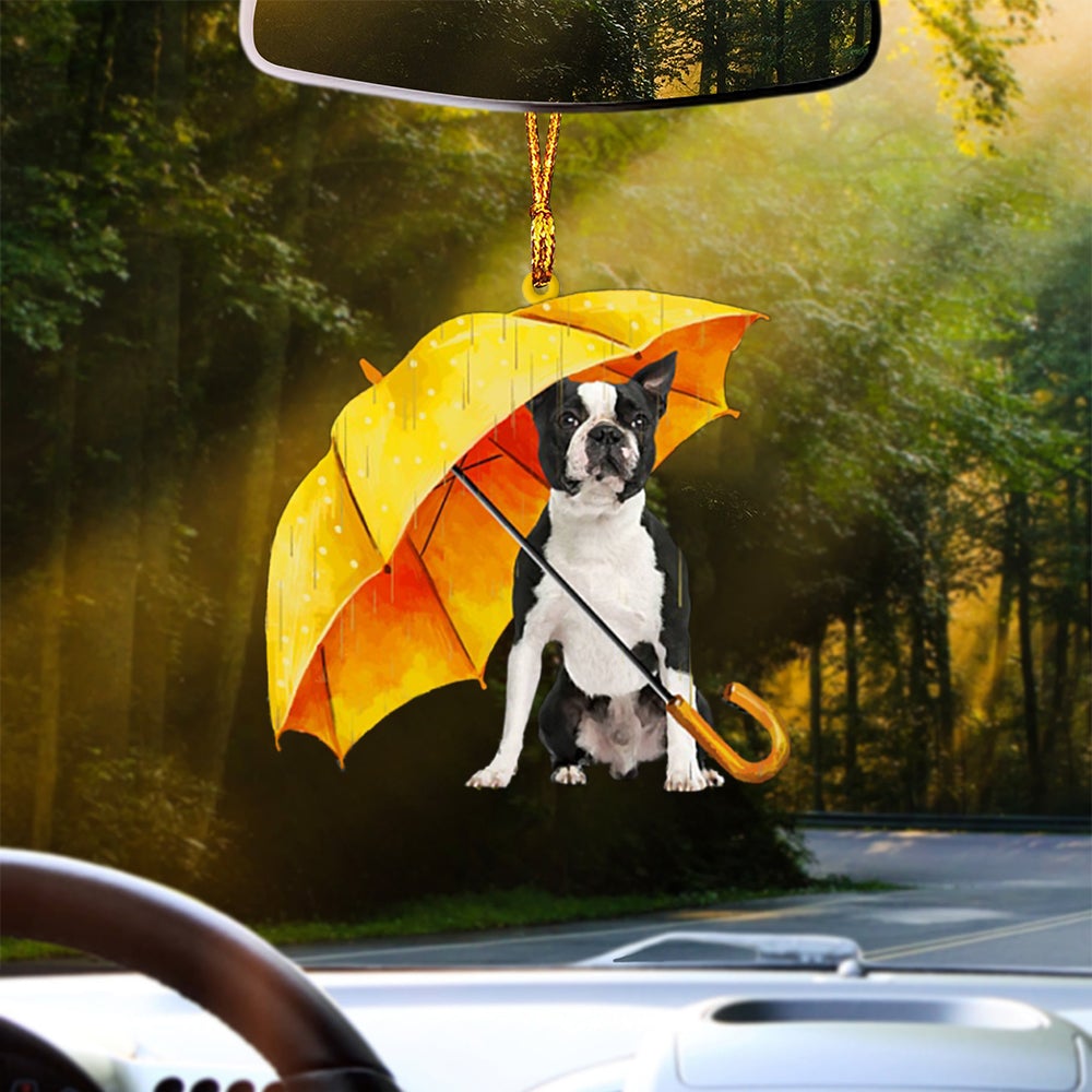 BLACK Boston Terrier-The Umbrella Two Sides Ornament