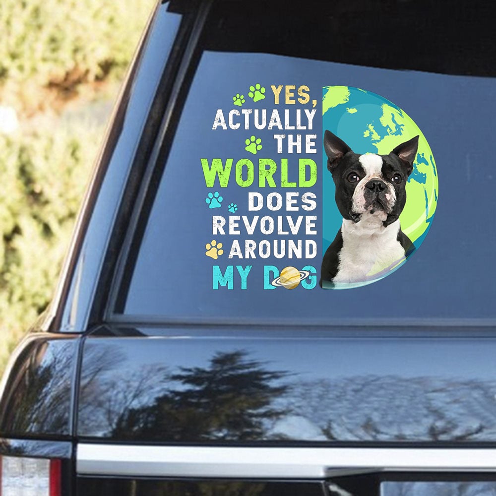 BLACK Boston Terrier Revolve Around Decal