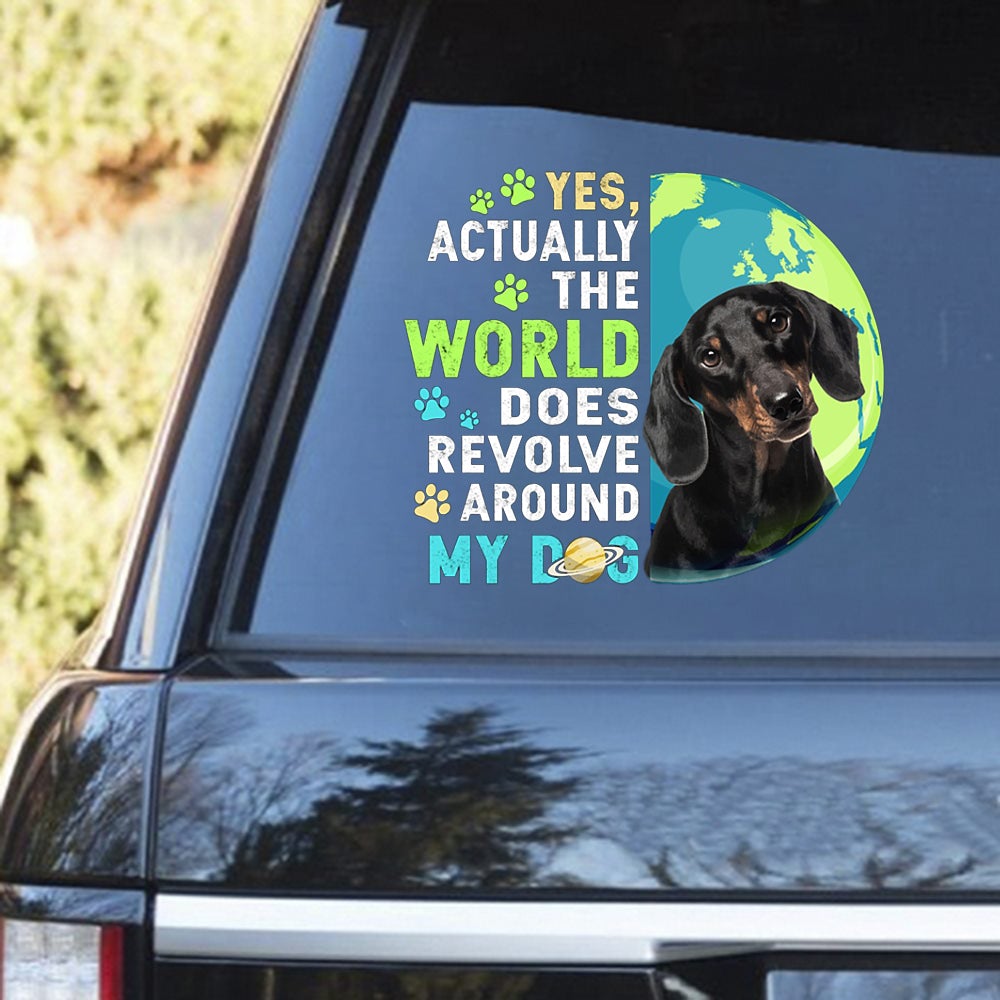 BLACK Dachshund Revolve Around Decal