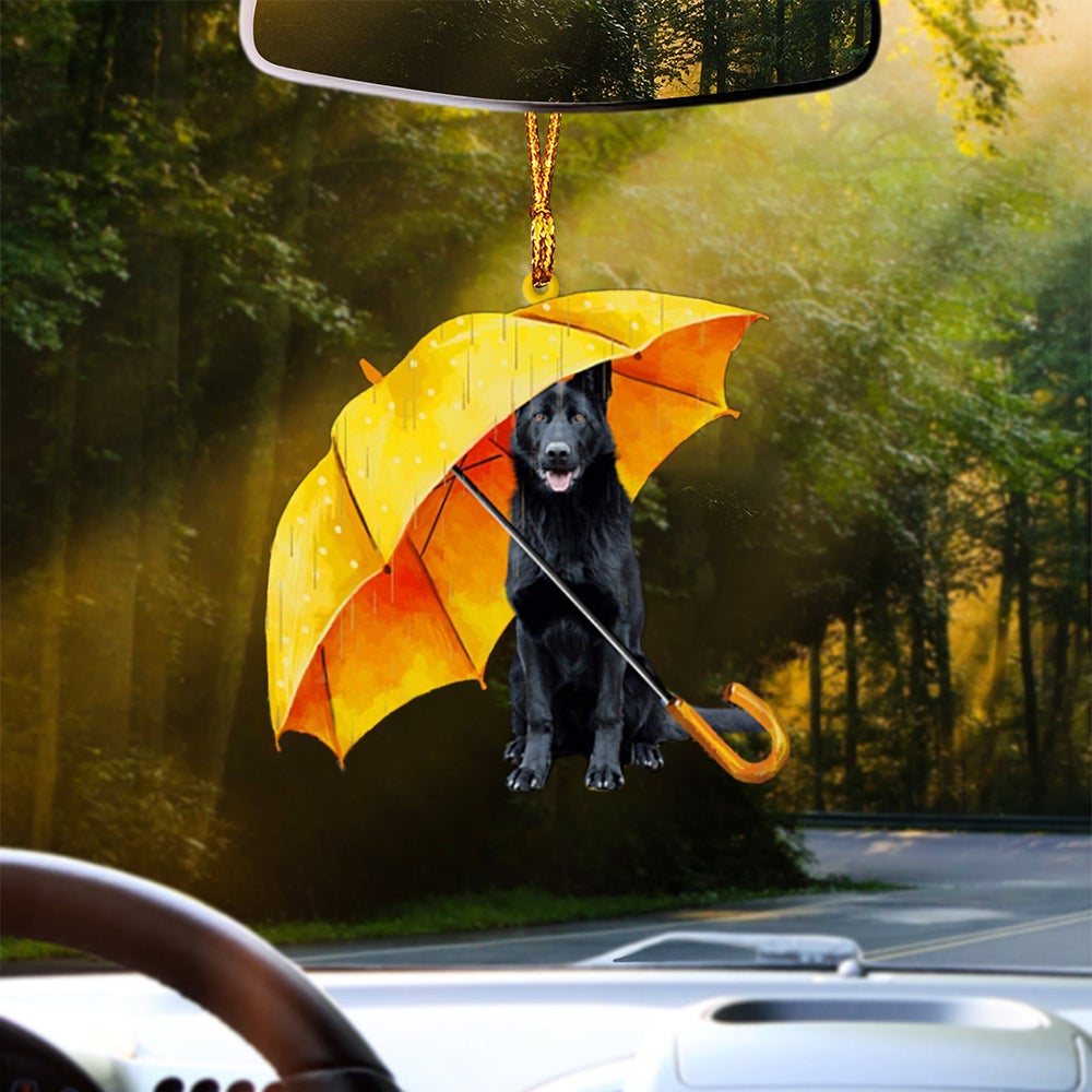 BLACK German Shepherd-The Umbrella Two Sides Ornament