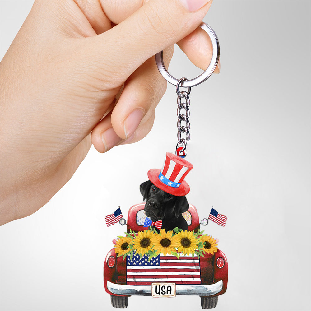 BLACK Labrador-USA Truck Flat Acrylic Keychain