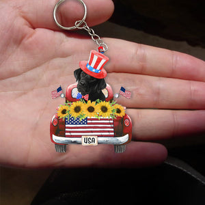 BLACK Labrador-USA Truck Flat Acrylic Keychain