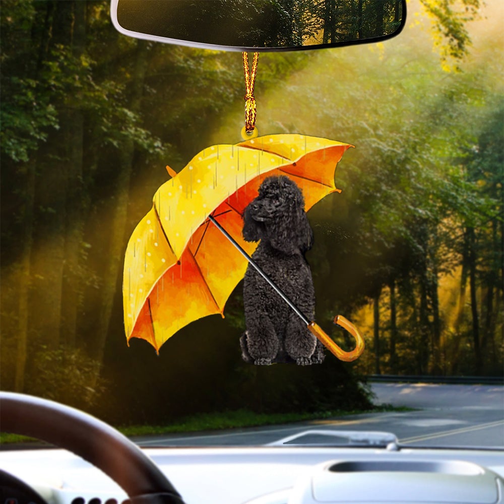 BLACK Miniature Poodle-The Umbrella Two Sides Ornament