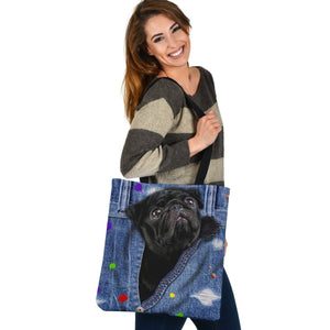 BLACK PUG-The Rainbow-Cloth Tote Bag