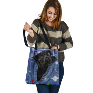 BLACK PUG-The Rainbow-Cloth Tote Bag