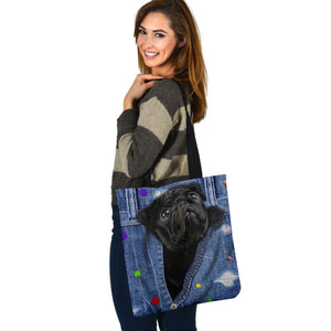 BLACK PUG-The Rainbow-Cloth Tote Bag