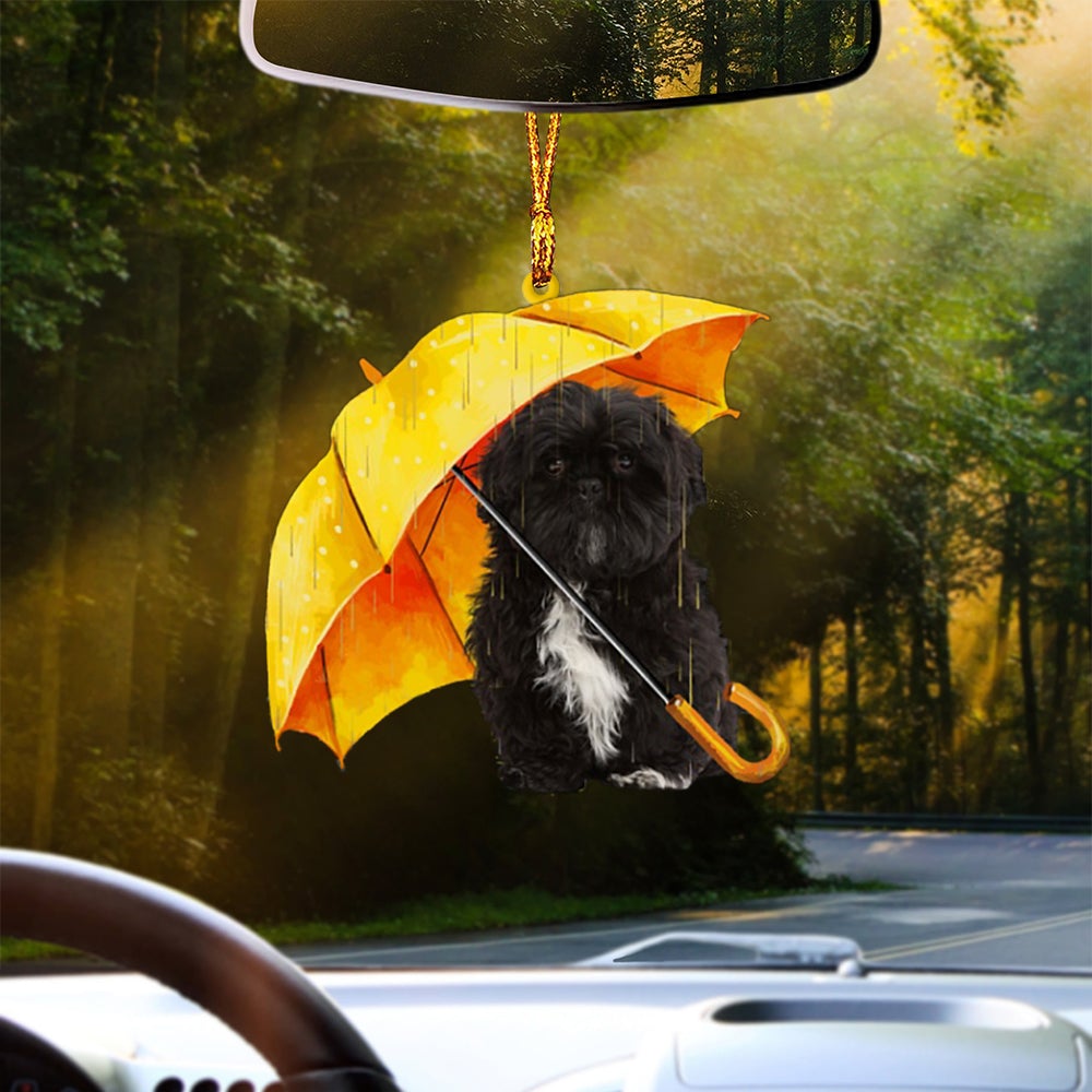 BLACK Shih Tzu-The Umbrella Two Sides Ornament