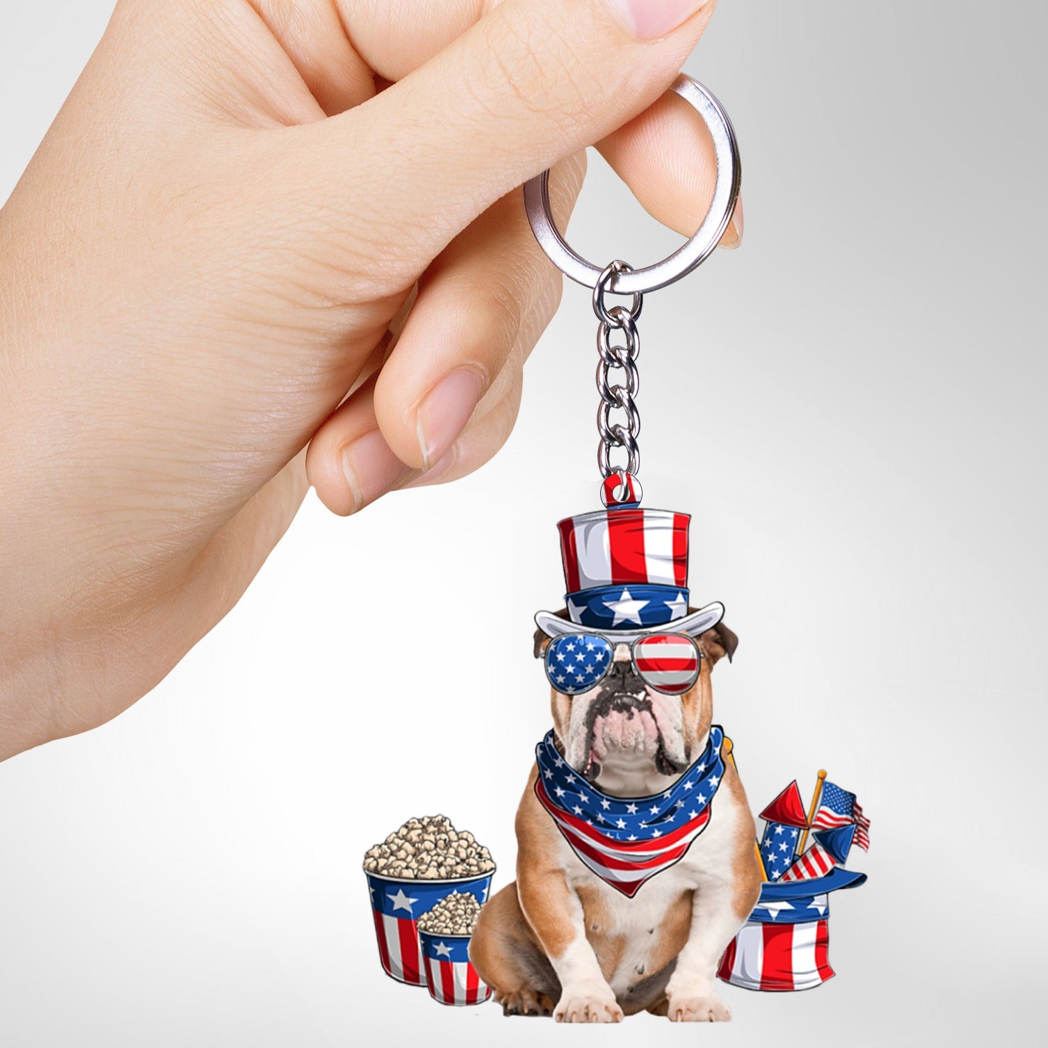 BROWN English Bulldog-July Stuff Flat Acrylic Keychain